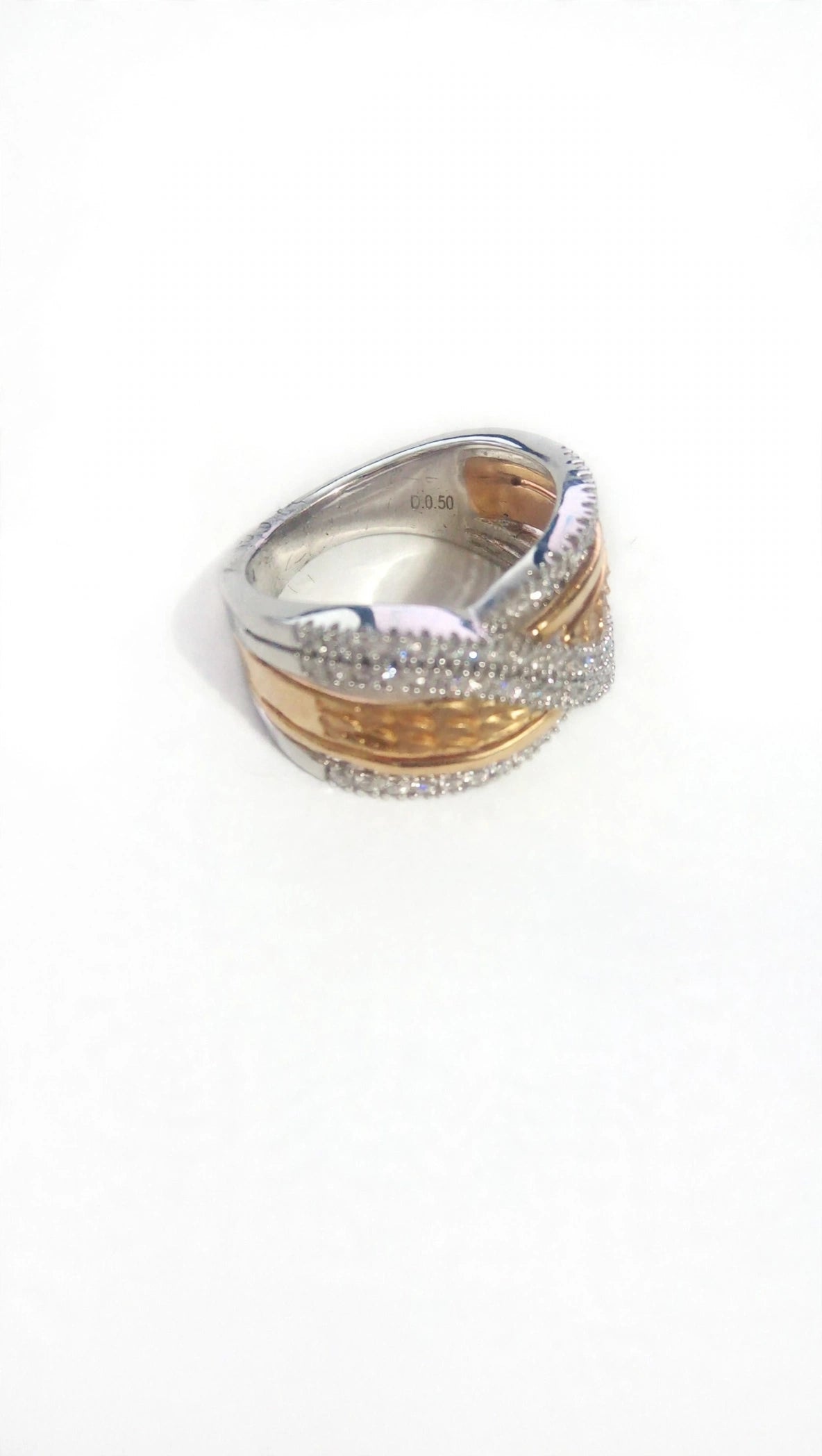 Two Tone Gold Diamond Thick Ring Modern Fancy Brilliant