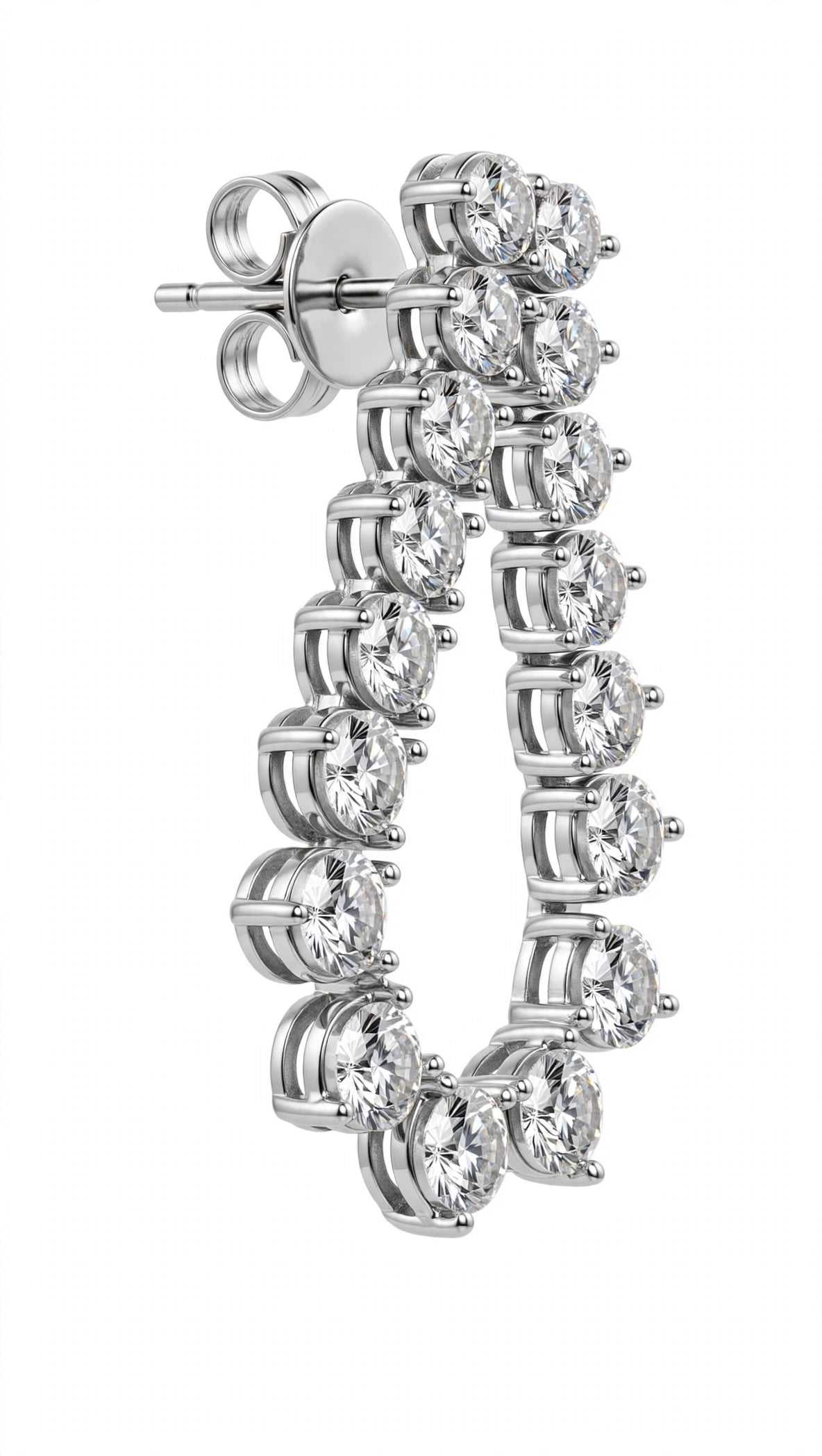 Modern Teardrop Illusion Diamond Earrings - TW .65 Ct - 14K White Gold - Dangle Elegant Pear Shaped Earrings in Real Solid Gold with Brilliant Diamonds