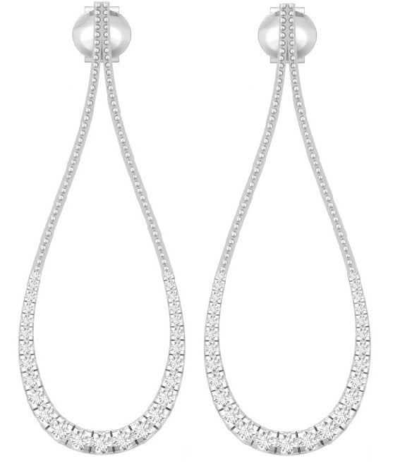 Large Diamond Teardrop Dangling Earrings for Women 14K White Gold with Natural Real Sparkling Genuine Diamonds TW 1.3 CT Long Drop 2 Inch Dangle Earrings for Wedding Ladies…