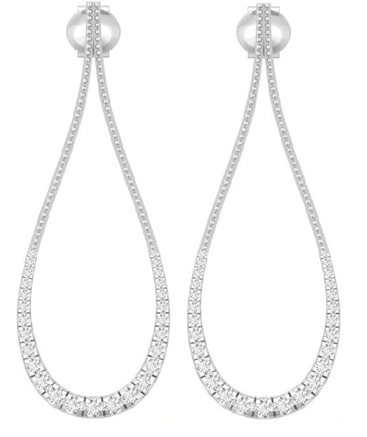 Large Diamond Teardrop Dangling Earrings for Women 14K White Gold with Natural Real Sparkling Genuine Diamonds TW 1.3 CT Long Drop 2 Inch Dangle Earrings for Wedding Ladies…