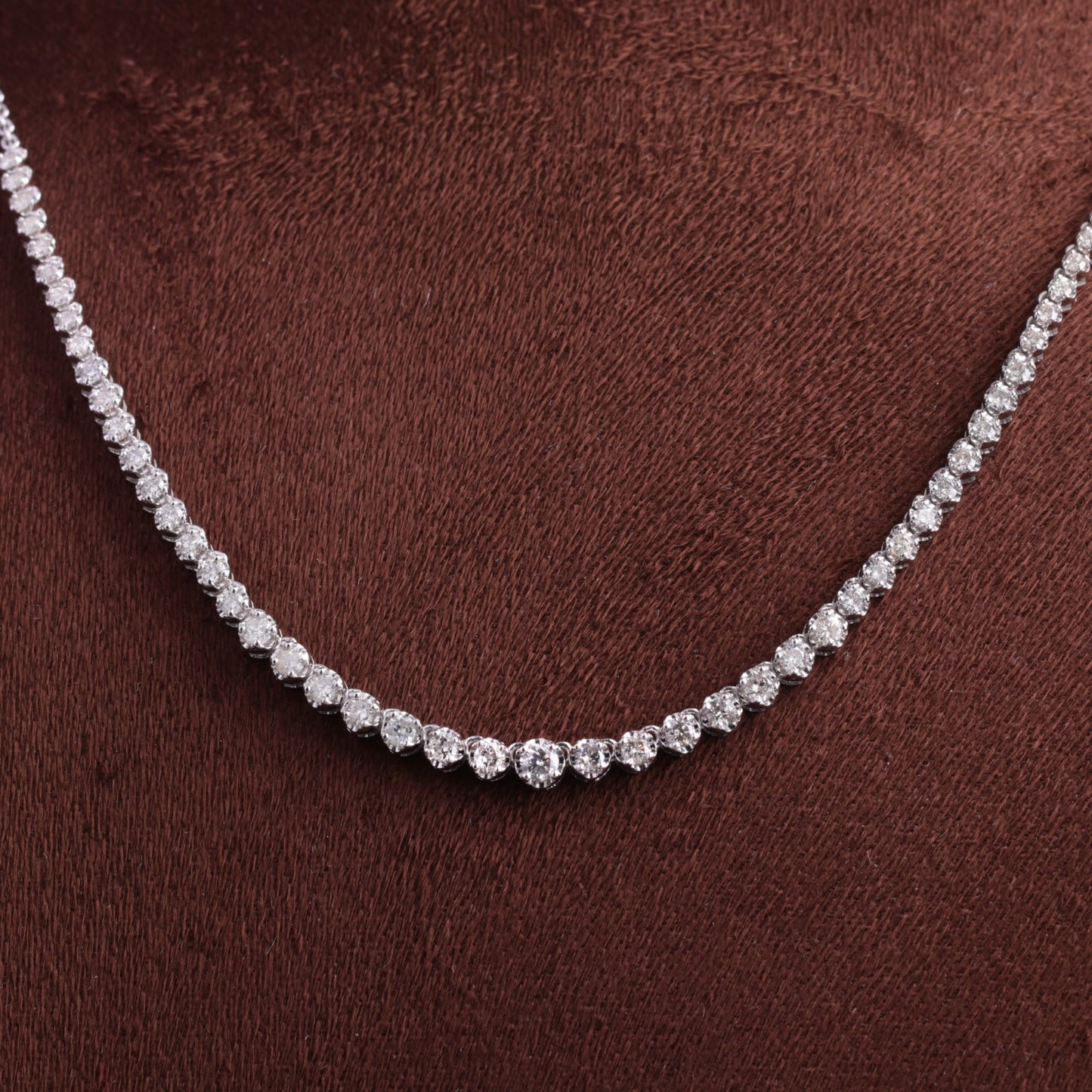 Tennis Diamond Necklace  - TW 2.2 CT - Modern Fancy Brilliant Natural Diamonds - 14K White Gold