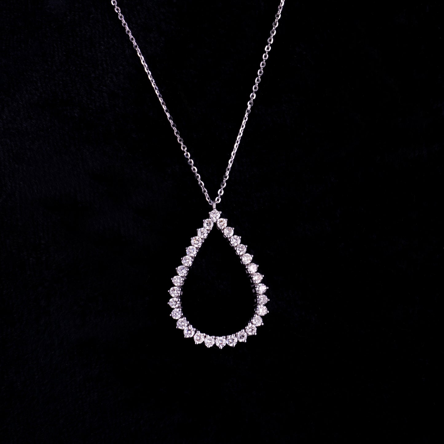 MODEENI Gold Diamond Teardrop Necklace 14K White Gold Pear Shaped Natural Brilliant Pendant Necklace TW .90 Ct