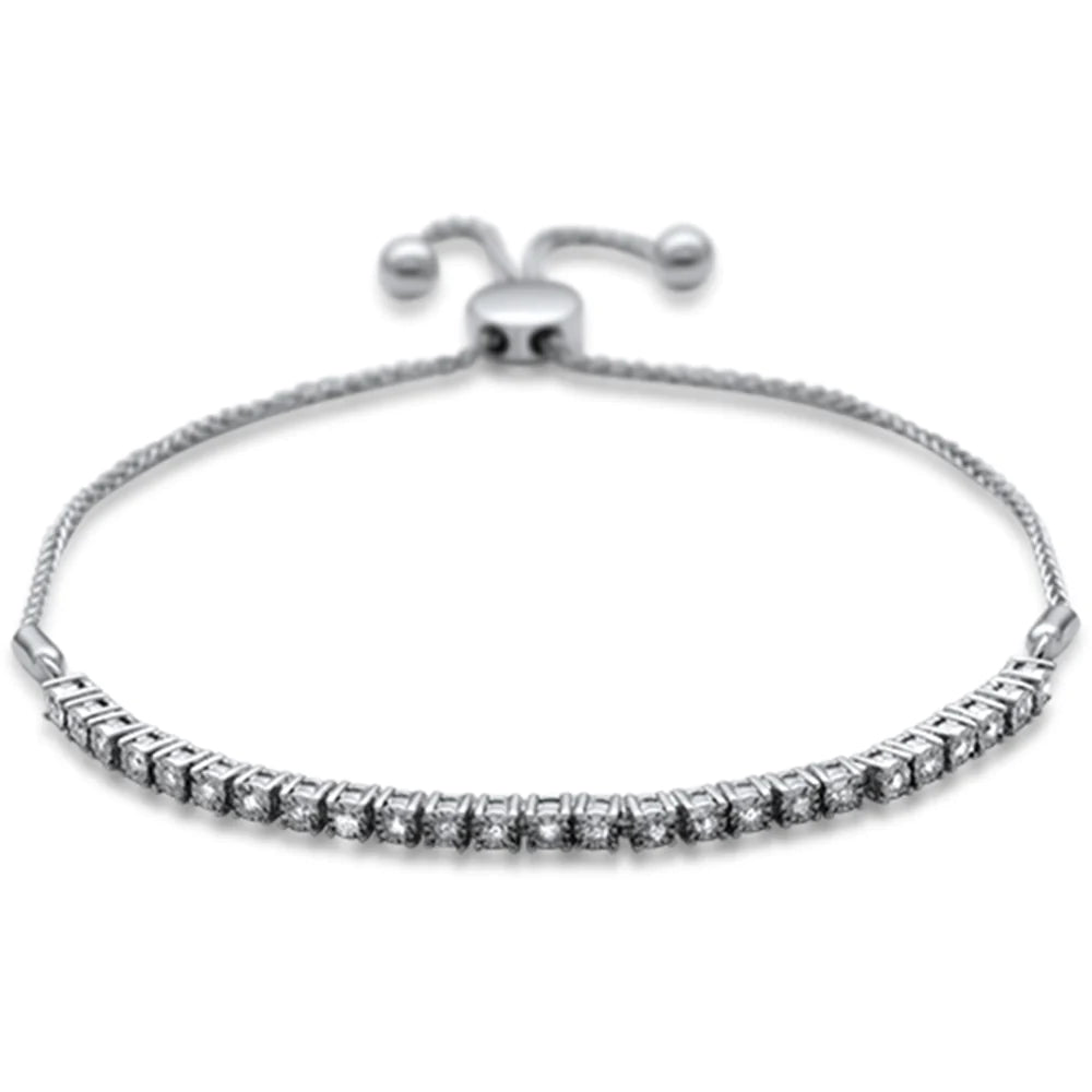 14K White Gold Diamond Tennis Bola Bracelet Adjustable TW .20ct Half Around Tennis for Women