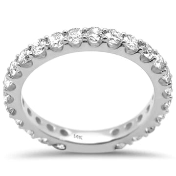 Brilliant Natural Diamond Eternity Band Ring 14K White Gold TW 1.24 CT