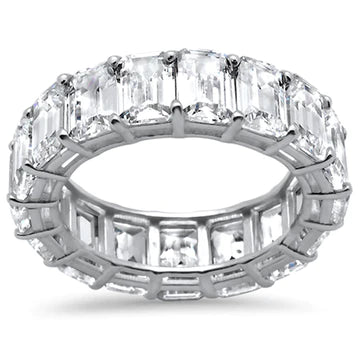 Brilliant Natural Emerald Cut Diamond Eternity Band Ring 14K White Gold TW 3.60 CT