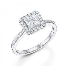 LAB GROWN Halo Square Cut Diamond Engagement Ring with 1.5 Ct main stone - 14K White Gold - Custom Design