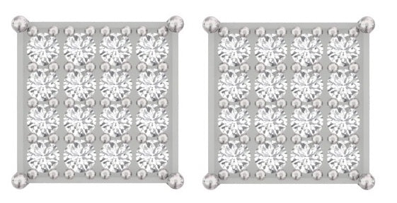 Square Halo Stud Earrings for Women 14K White Gold with Brilliant Diamonds TW .7 CT