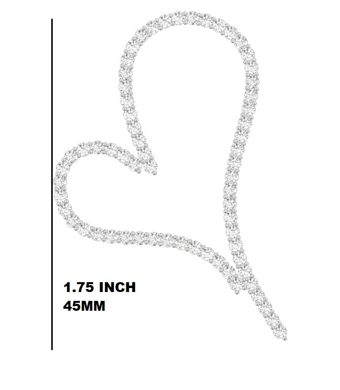 Diamond Heart Necklace 14K White Gold TW 1.63 Carat Large Real Genuine Natural Brilliant Diamond Heart Pendant Necklace for Women with adjustable Gold Chain 18 Inch