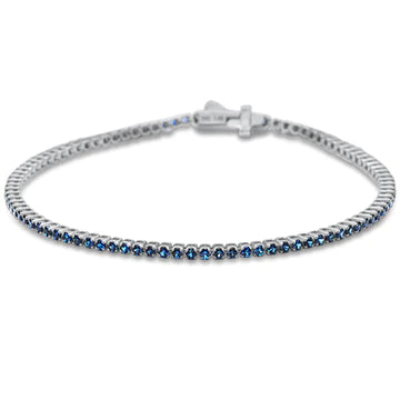 Sapphire Thin Tennis Bracelet TW 1.6 CT 14K White Gold Bracelet Jewelry