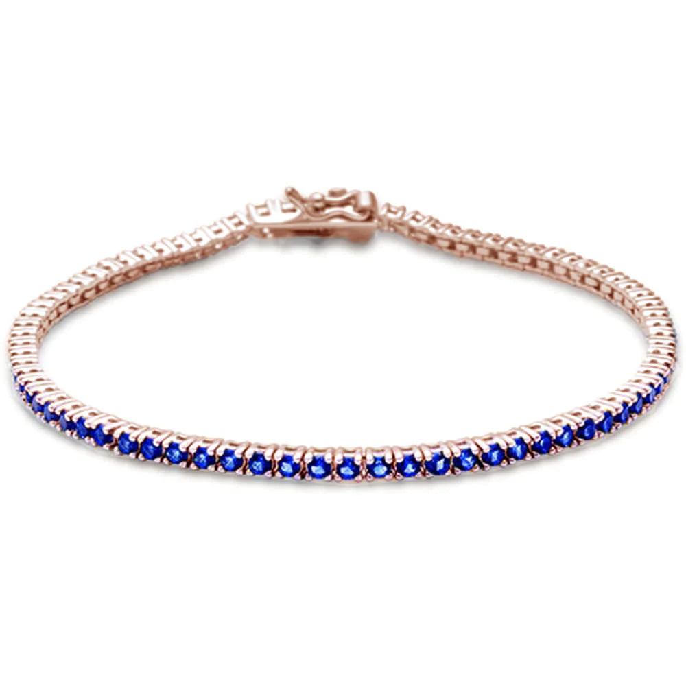 Sapphire Thin Tennis Bracelet TW 1.6 CT 14K White Gold Bracelet Jewelry